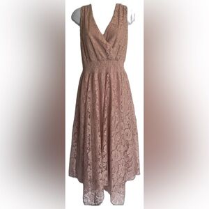 Danny & Nicole women's NWT pink lace long gown,  sparkles